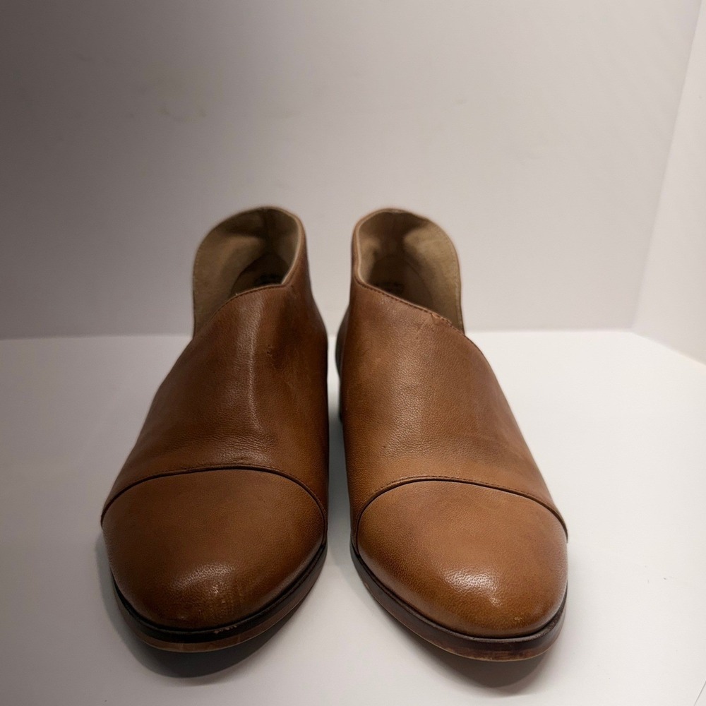 Diba True Women Brown Leather d'Orsay Cap Toe Flats Shoes Size 7.5